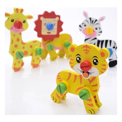 Model Building Kits new wooden disassembling animals Models & Building Toy Childrens educational toys whole sale 4 pieces/set