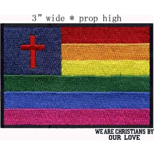Christian Gay Flag 3" wide embroidery patch for pray/god/tomorrow will be better