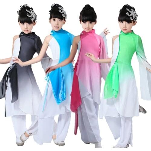 Girls yangko dance new childrens clothing costume stage costumes ink classical dance costumes children alone dance fan dance