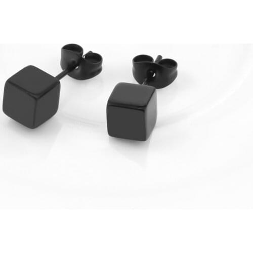 New Trendy Cute Stud Earrings Korean Fashion Three-dimensional Square Earrings For Women Brincos Stainless Steel Earring Jewelry