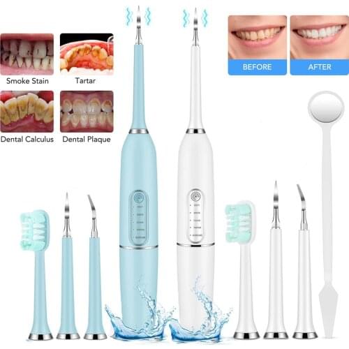 5 Modes 2 In 1 Electric Toothbrush Portable Sonic Dental Scaler Tooth Calculus Remover Tooth Stains Tartar Cleaner Tool Whiten
