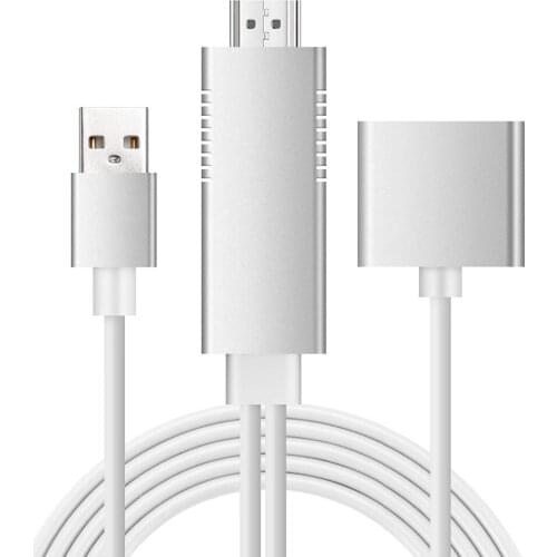 HD Mirroring for Lightning Cable to HDMI-compatible for IOS Android,1080P HDTV Adapter Cable ,3-in-1 for Lightning/Micro/Type-C