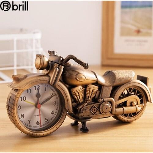 Portable Vintage Motorcycle Alarm Clock Personality Student Clock Bedside Creative Home Decoration Accessories Desk Watch Gift