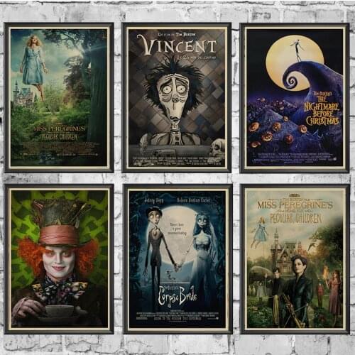 Tim Burton movie poster Johnny Depp canvas painting for bedroom decoration