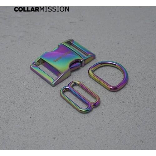Rainbow Engraving( Buckle (Metal Buckle+ Adjust Buckle+ D Ring) For Backpack 25mm Webbing Accessory DIY Handmade Pet Collar