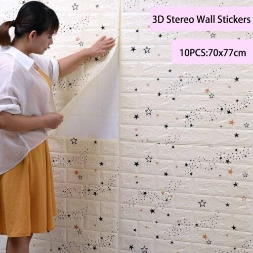 Peel and Stick 3D Wall Stickers Cartoon Stars Brick Wallpaper for Kids Room Living Room Bedroom Self adhesive house decoration