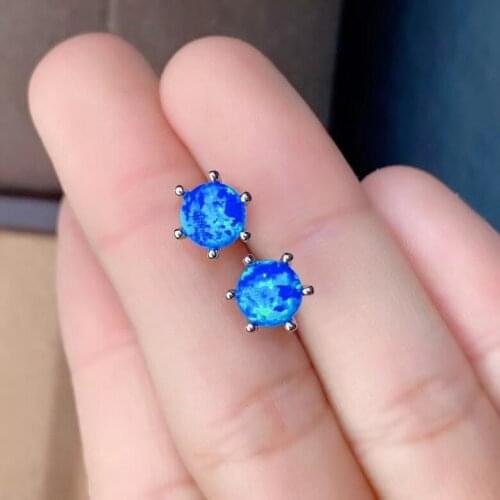 100% Natural and real Black Opal Earring 925 sterling silver Fine jewelry For Wedding