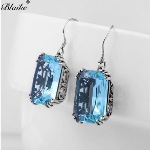 Blaike 2019 Six Colours Zircon Drop Earrings For Women Silver Color Birthstone Jewelry Gifts Trendy Dangle Earring