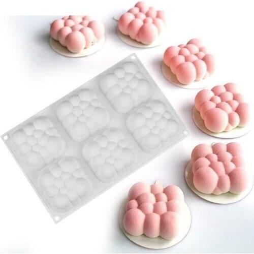 Silicone Cake Mold Mousse Mould 3D CloudSquare Bubble Molds for Baking 6 Cavities New Sugar Mold