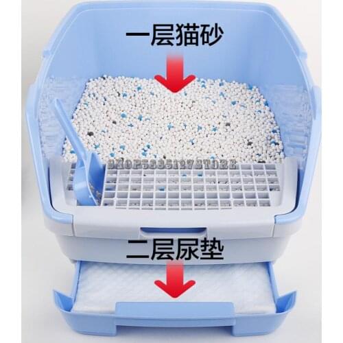 Double Deck Litter Pan Fully Enclosed Alices Cat Toilet Cat Poop Pan Anti Splash Extra Large Supplies