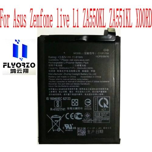 100% New High Quality 3040mAh C11P1709 Battery For Asus Zenfone live L1 ZA550KL ZA551KL X00RD Mobile Phone