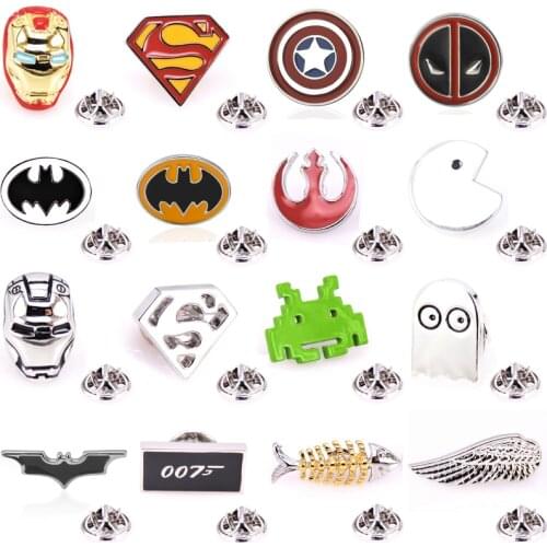High quality cute decoration movie cartoon hero Brooch Cross / pistol / boxing glove Brooch mens suit shirt LAPEL BADGE PIN gif