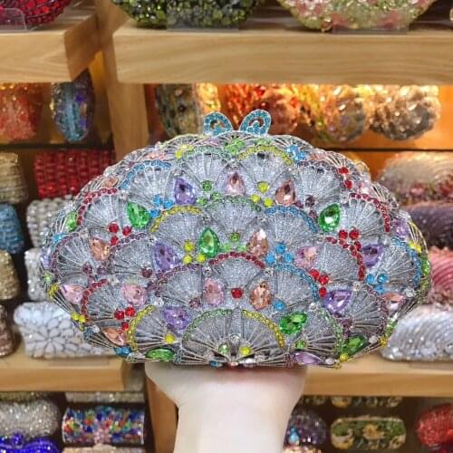 XIYUAN women red/silver Bridal Wedding Party Evening clutch mini Purse Metal Minaudiere messenger Bag Tote Handbag shoulder bags