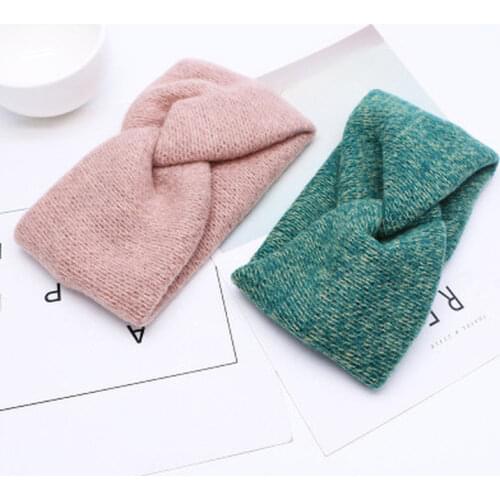 New Women Headband for Autumn Winter Crochet Headbands Cross Wool Knitted Hair Band Turban Vintage Hair Accessories Head Wrap