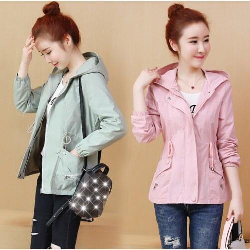 Black pink Trench Coat Women 2020 Spring Autumn New Korean Fashion Loose Casual Windbreaker Hooded Female Outwear Tops