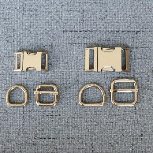 10 Sets 15mm 20mm 25mm 32mm silver Metal Plated Buckle Metal Buckle Adjust Buckle D Ring For Backpack Bag Webbing Cat Dog Collar