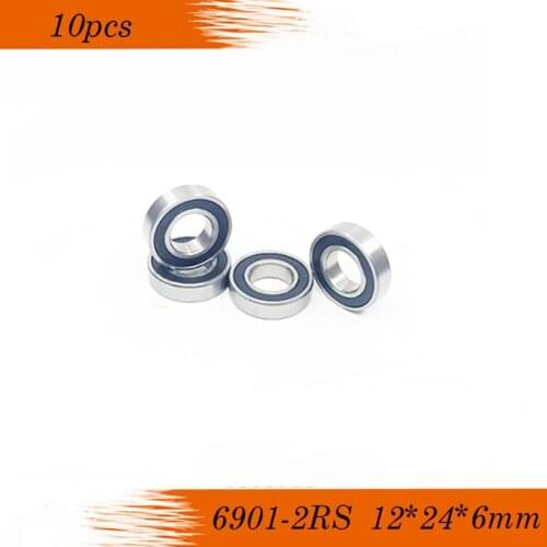 10pcs/Lot 6901-2RS 6901 RS 12x24x6mm The Rubber Sealing Cover Thin Wall Deep Groove Ball Bearing