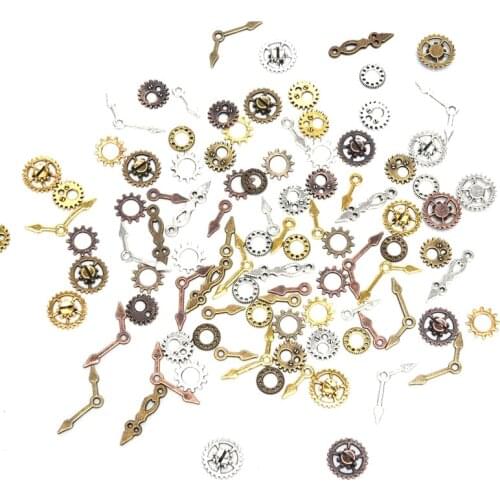 100Pcs/Lot Mixed Gear Cog Vintage Metal Metal Steampunk Pointer Charms Fit Jewelry Pendant Charms Makings