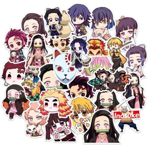 50pcs/pack Japanese anime Demon Slayer Stickers For Skateboard Helmet Gift Bicycle Computer Notebook Car Childrens Toys