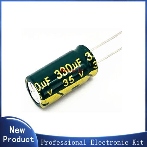 50pcs/lot T26 35v 330UF aluminum electrolytic capacitor size 8*16mm 330UF35V 20