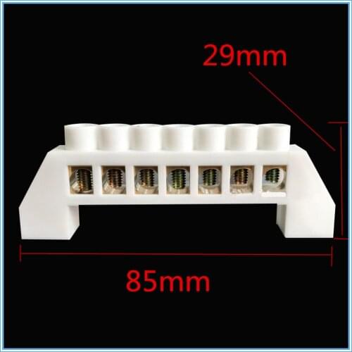 White Screw Brass terminal block Earth And Neutral block with 7 Pole