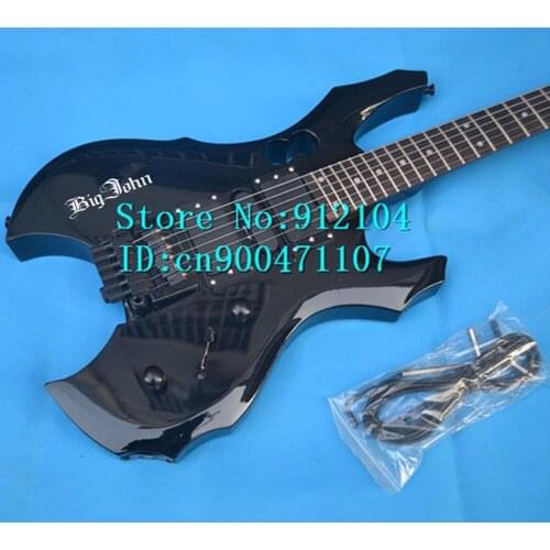 Free shipping new Big John headless electric guitar in black with rosewood fingerboard F-3102