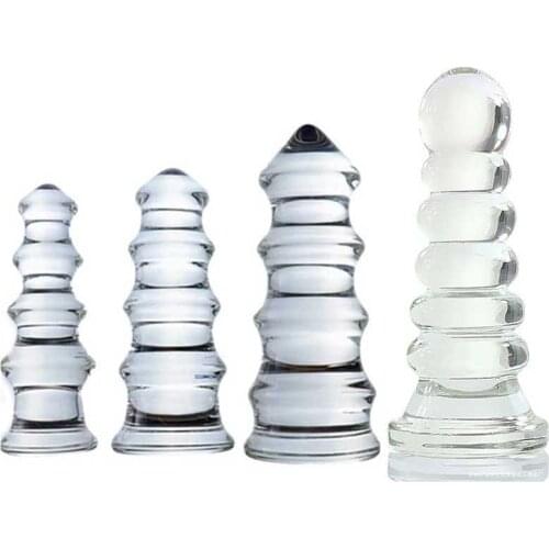 Pagoda Big Glass Anal Plug Prostate Massager Anal Expander Huge Butt Plug Glass Dildo Anal Masturbator Anal Toys for Couples