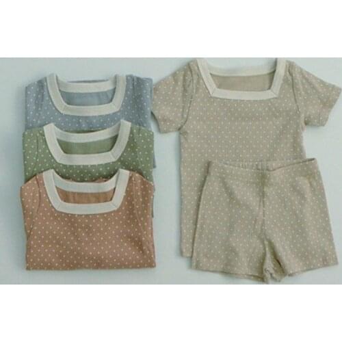Leisure Wear Infant Baby Boys Girls Short Sleeve Dot T-shirt + Shorts Suit Clothing Summer Kids Boys Girl Suit Clothes Sets