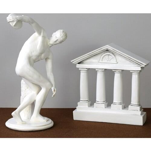 European Resin Discus Thrower Male Sports Athlete Statue Ornaments Home Livingroom Furnishing Decoration Office Figurines Craft
