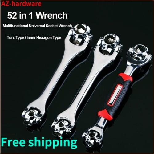 Tiger Wrench Tools Universal Wrench 52 in 1 Multifunctional Socket Wrench Set 8 in 1 360 Degree Rotation 8-21mm