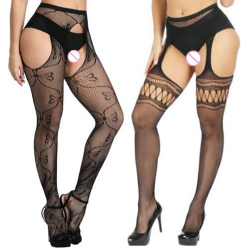 Sexy Open Crotch Tights Plus Size Women Thigh High Fishnet Nylon Long Stockings Ladies Hollow Sexy Lingerie New Porno Pantyhose