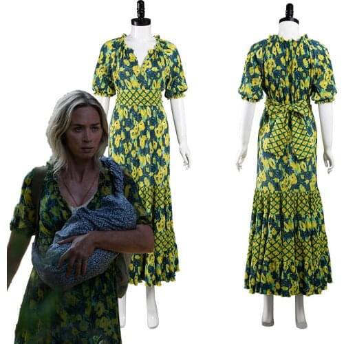 Movie A Quiet Place 2 Cosplay Evelyn Abbott Belt + Dress Cosplay Costume Outfits Halloween Carnival Suit