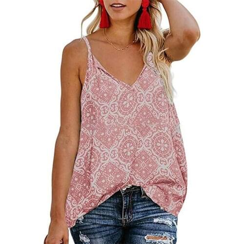 Summer Casual Fashion Printed Loose Tape V-neck Jacket Small Vest Top