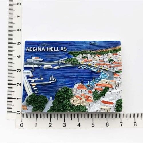 Greece Aegina)Fridge Magnet,Creative Travel Commemorate Crafts 3D Ornaments Magnetism Resin Material Refrigerator Stickers