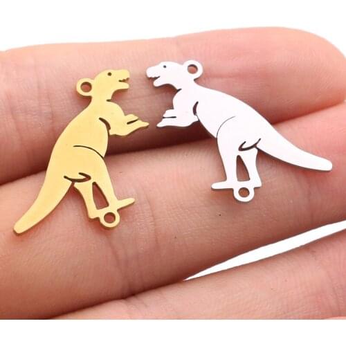 5pcs Necklace Fashion Stainless Steel Gold/steel Dinosaur Pendant Charms Necklace Jewelry Men/Women Charms for Jewelry Making