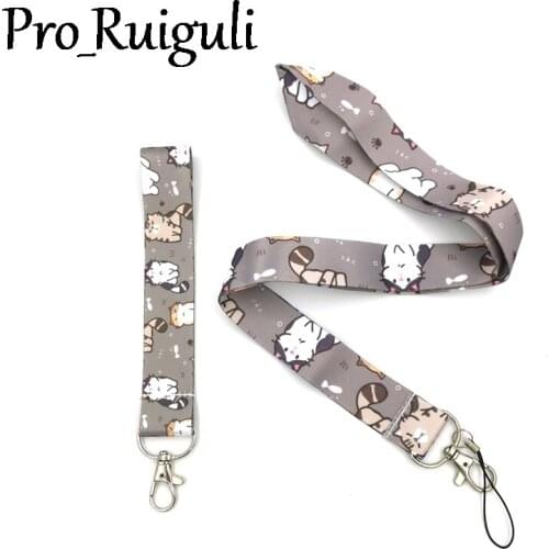 Cartoon cat Neck keychain necklace webbings ribbons Anime Cartoon Neck Strap Lanyard ID badge holder Keychain Lanyards