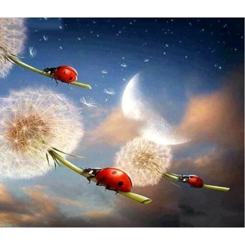 Painting By Number 40X50 50x65CM Ladybug Dandelion Animal DIY Wall Art Gift DIY Pictures By Numbers Canvas Kits Home Decoration
