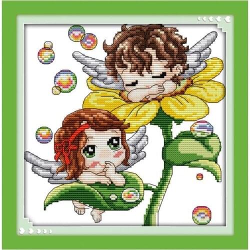 Sunflower angel (2) cross stitch kit cartoon 14ct 11ct count printed canvas stitches embroidery DIY handmade needlework plus