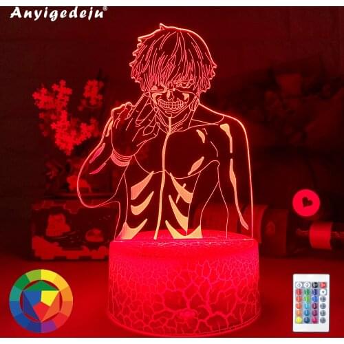New Anime 3d Light Tokyo Ghoul Ken Kaneki for Home Decoration Nightlight Cool Birthday Gift Acrylic Led Night Lamp Tokyo Ghoul