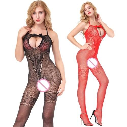 Sexy Women Bodysuit Jacquard Fishnet Temptation Erotic Fetish Stripper Clothes Underwear Crotchless Bodystocking Lingeries