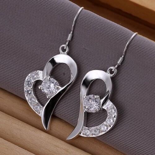 Silver plated fashion jewelry , Inlaid Heart Earrings E169 /dolamfsa ehvamzca LKNSPCE169