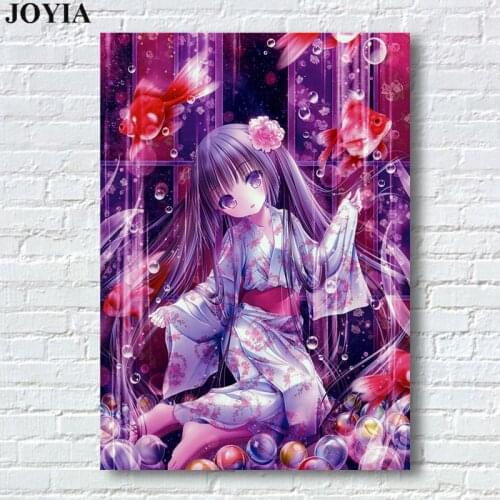 Neko Girl Poster Japanese Manga Moe Anime Girls Silk Wall Art Posters Prints Kimono Game Pictures Home Room Decoration