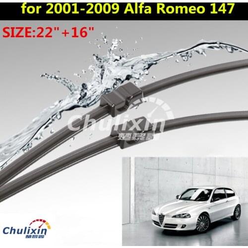 2pcs/lot Wiper blades for 2001-2009 Alfa Romeo 147 22"+16" fit side pin type wiper arms only window wiper