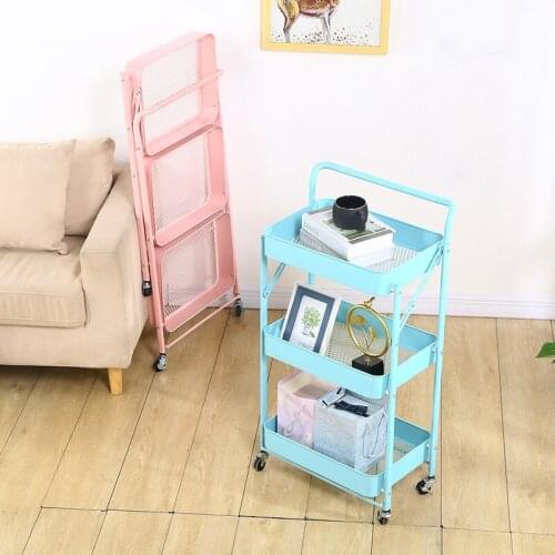 No need to install folding kitchen shelf, floor multi-layer vegetable basket, baby supplies storage rack, trolley movable