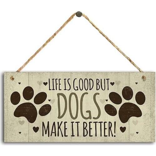 1PC Dogs Hanging Plaques Bedroom Funny Gamer Gaming Plaques For Pet Sign Home Wooden Decoration