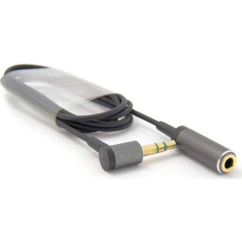 90 degree right angled 3.5mm 3pole Audio Stereo Male to Female Extension Cable 1M black