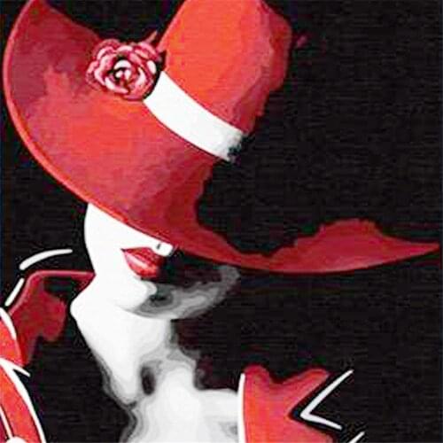 Pretty Lady In Hat Pre-Printed 11CT Cross Stitch Patterns DIY Embroidery DMC Threads Needlework Knitting Sewing Counted