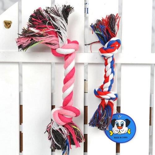 1pc/2pcs 2 Size Healthy Cotton Small Puppy Dog Cat Pet Tough Chew Molar Tooth Toy Two Knot Tug Play Biting Rope Color Random