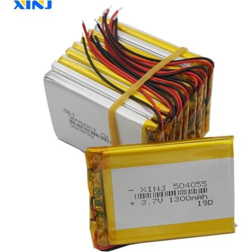 XINJ 10pcs 3.7V 1300mAh Li lithium-polymer battery li po cell 504055 For MP3 Camera E-book Driving Telephone watches Tablet PC