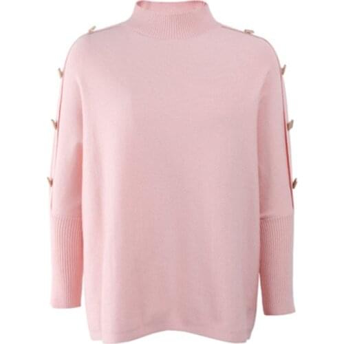 Quanss Womens Mock Neck Oversized Sweater Batwing Sleeve Knitwear 2021 Autumn Winter Pullovers Female Jumper Knit Top Clothes